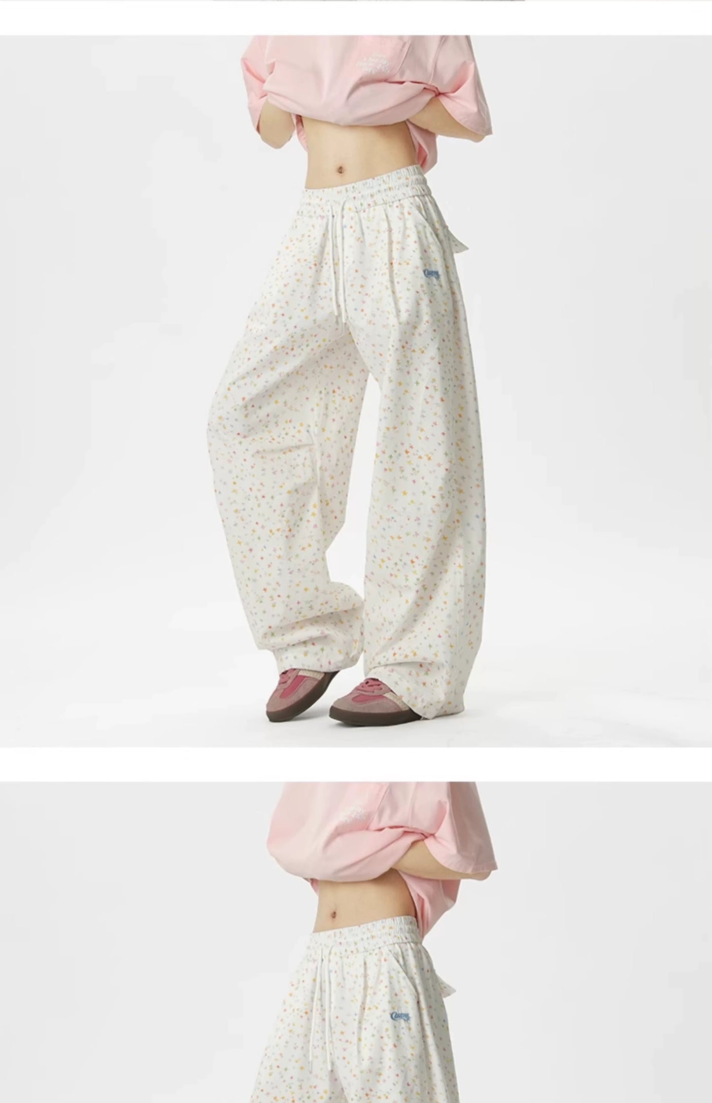 Unisex Summer Casual Star Print Wide Leg Pants