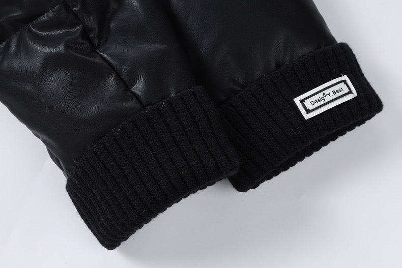 Shiny Puffer Jacket with Ribbed Cuffs