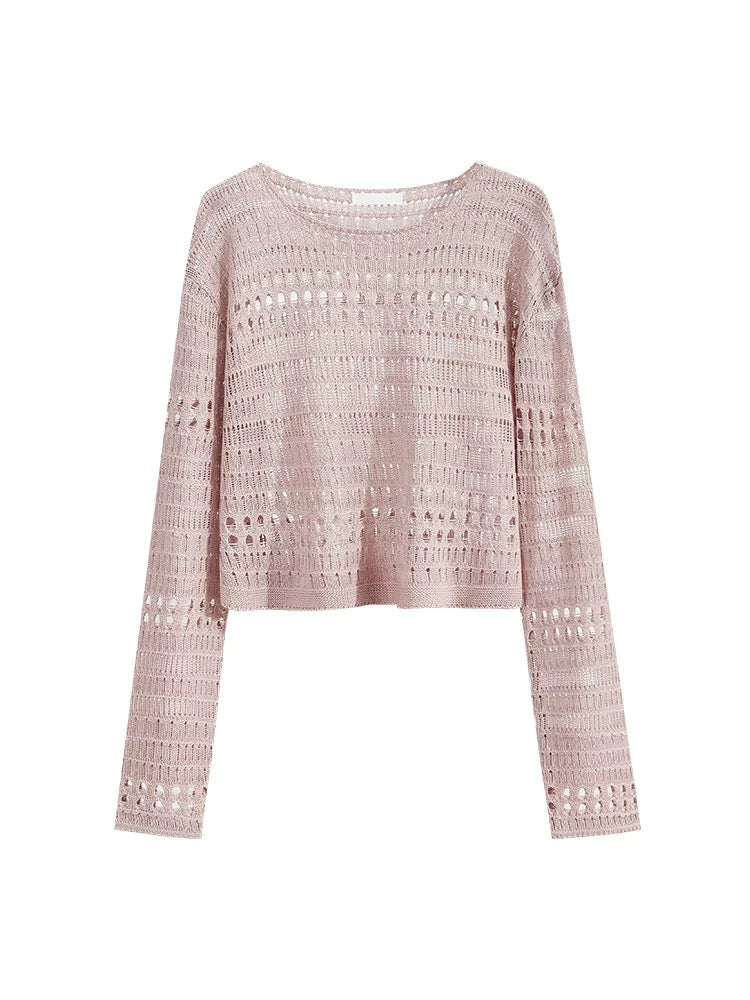 Women's Cropped Open-Knit Sweater top