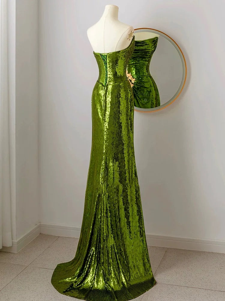 Sexy Emerald Strapless Prom Dress