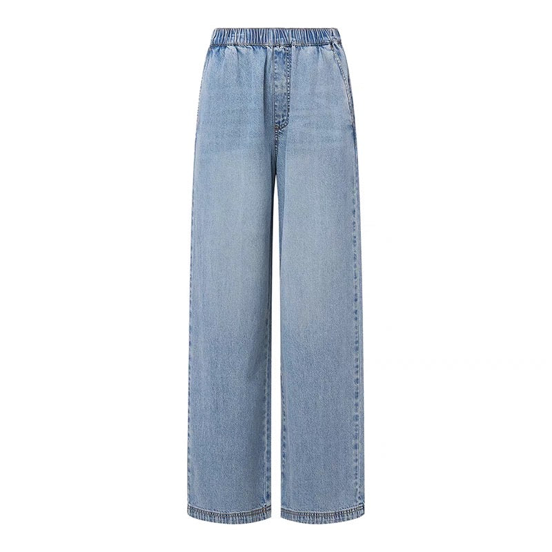 Denim Two Piece Set Wide Leg Pants Sleeveless Top