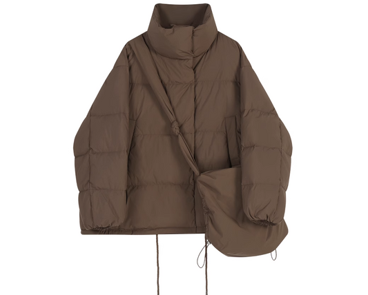 High-Neck Puffer Jacket with Bag