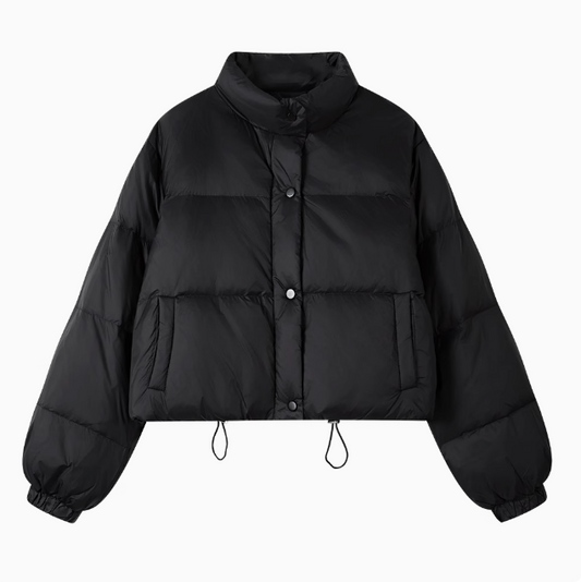 Stylish Cropped Drawstring Puffer Jacket
