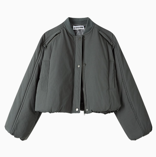 Trendy Cropped Bomber Puffer Jacket