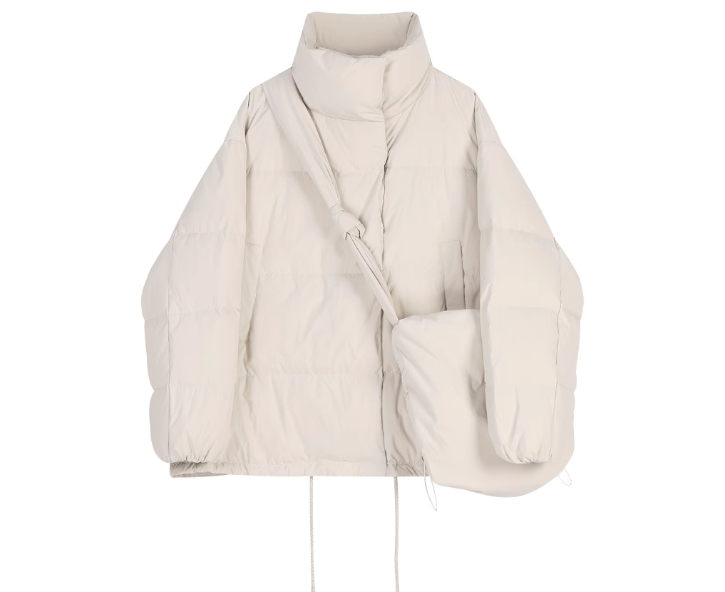 High-Neck Puffer Jacket with Bag