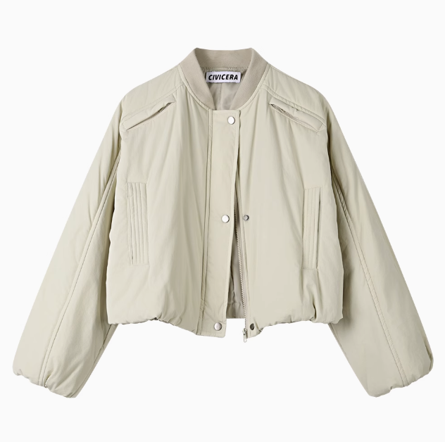 Trendy Cropped Bomber Puffer Jacket