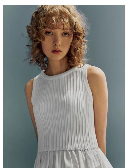 White Sleeveless Knit Maxi Dress