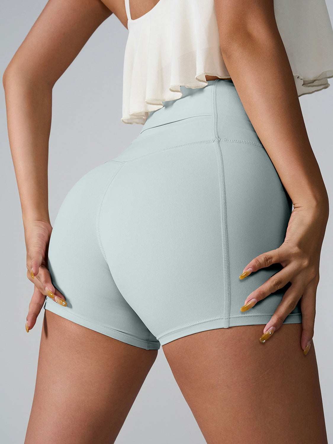 High Waist Active Shorts - bllue yonders