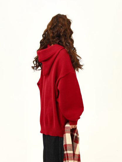 Cozy Oversized Knit Hoodie Pullover