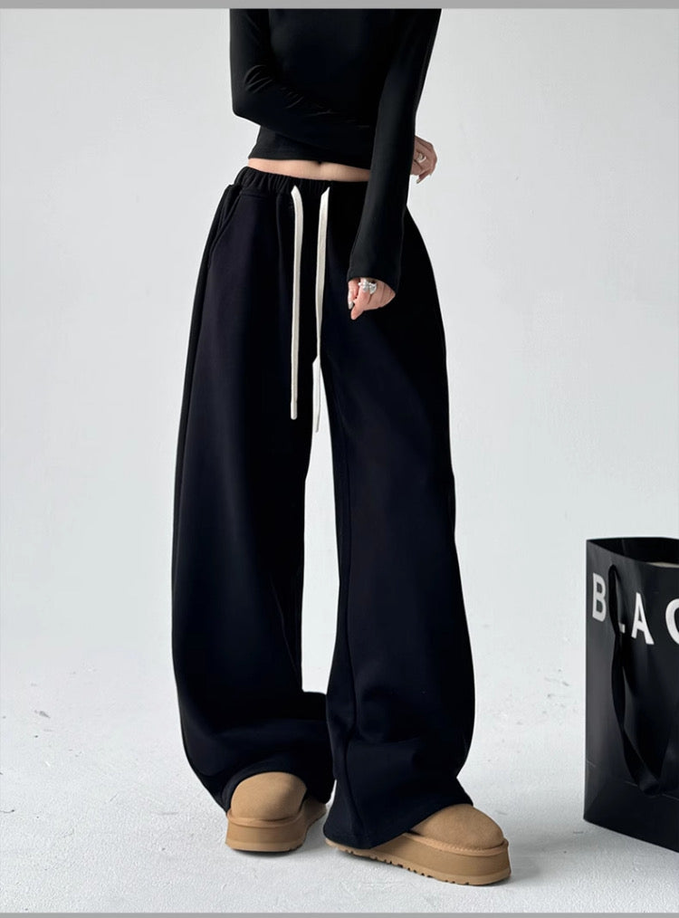 Women's High-Waisted Thickened Wide-Leg Velvet Sweatpants