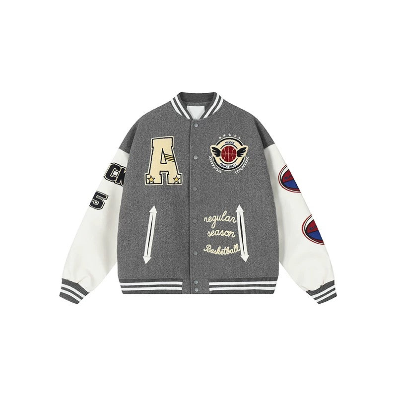 "Unisex Oversized Varsity Jacket – Loose Fit with Baseball Collar, Available in S-XL"