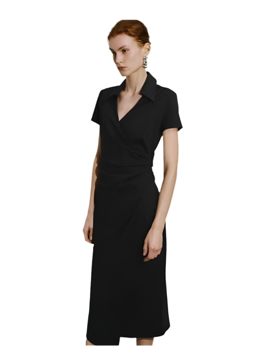 Waist-Defining Pleated Midi Dress