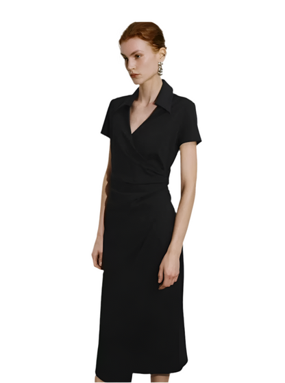 Waist-Defining Pleated Midi Dress