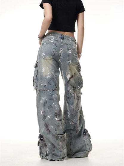 Vintage Graffiti Wide Leg Jeans