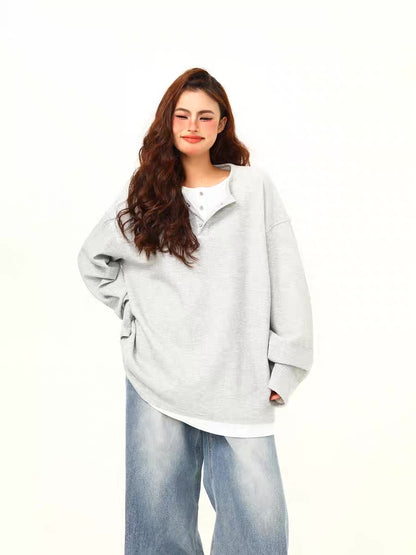 Layered Illusion Retro Henley Pullover