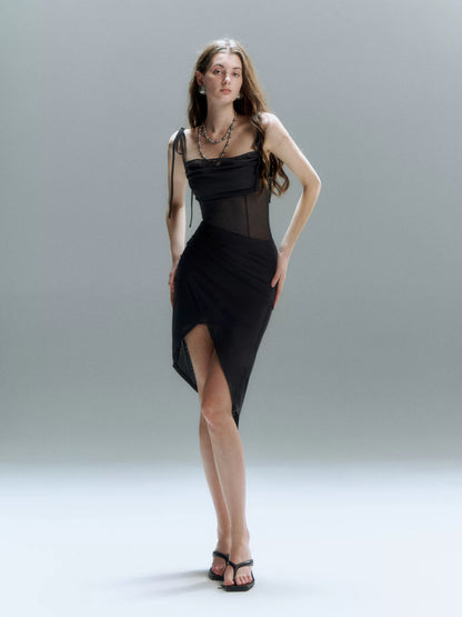 Ruched Bodycon Tie Strap Dress