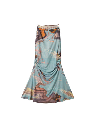 Abstract Marble Slip Top & Skirt