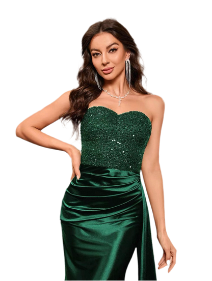 Enchantment Sequin Satin Maxi Dress