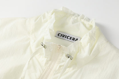 Lightweight Ruffled Drawstring Summer Jacket