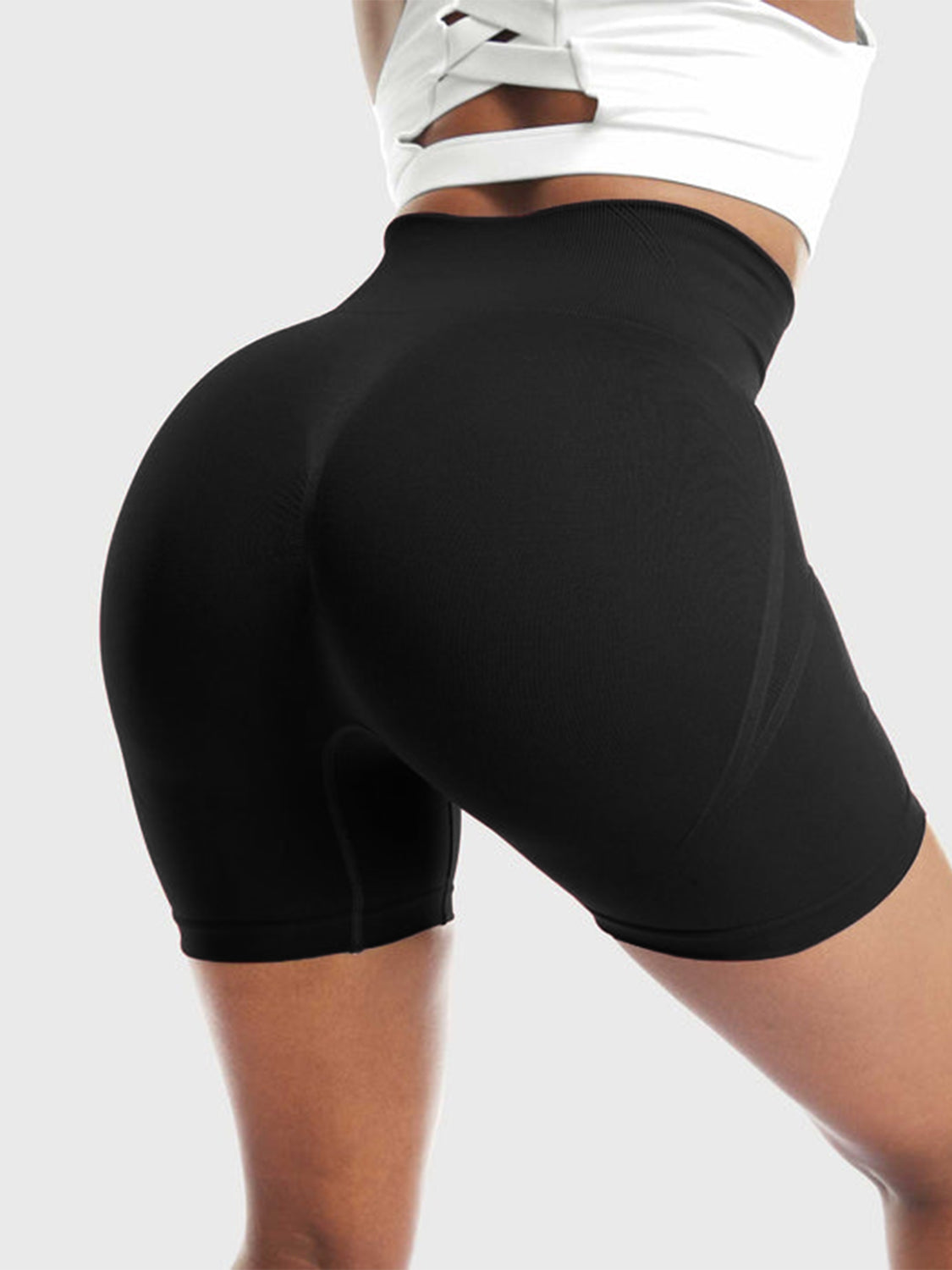 High Waist Active Shorts - bllue yonders