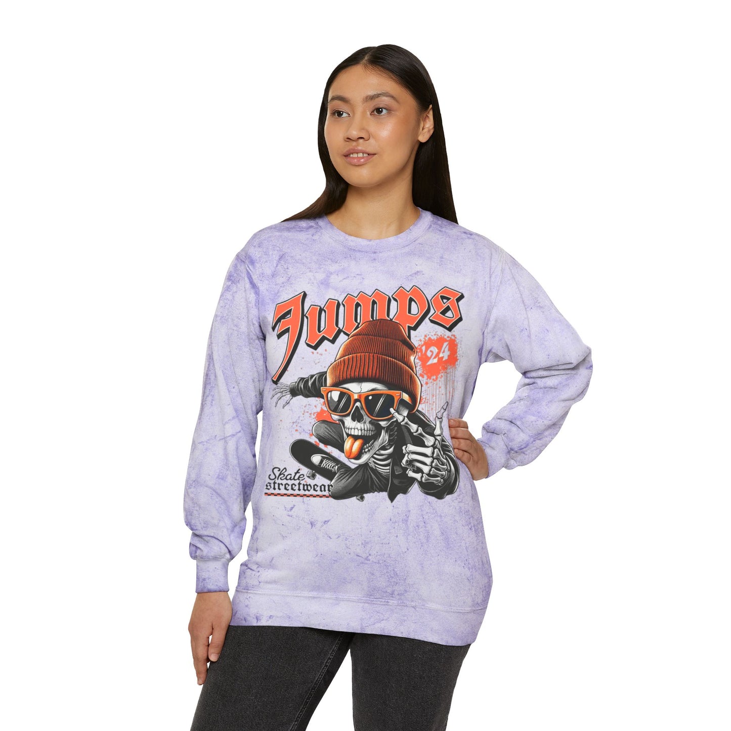 Women's Loose Fit Tie-Dye Skull Graphic Sweatshirt – Comfortable and Casual Streetwear