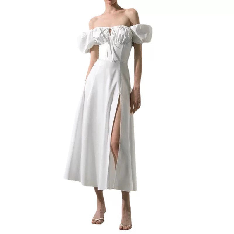 Elegant Bubble Sleeve Midi Dress