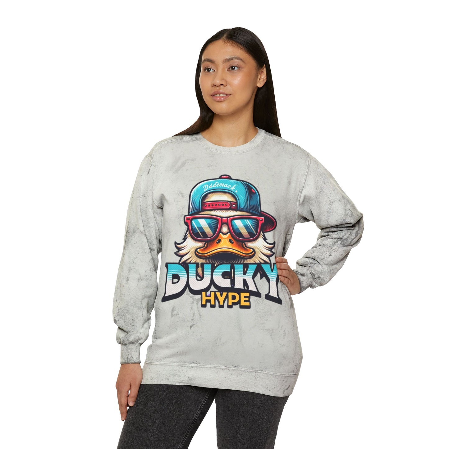 Trendy Ducky Hype Women's Tie-Dye Graphic Sweatshirt – Casual & Streetwear Fashion