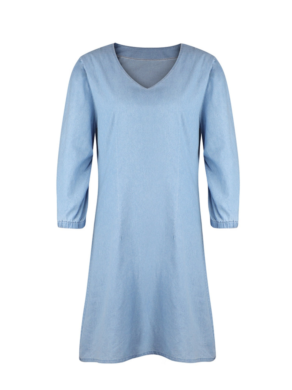 Full Size V-Neck Half Sleeve Dress - blue yonderz