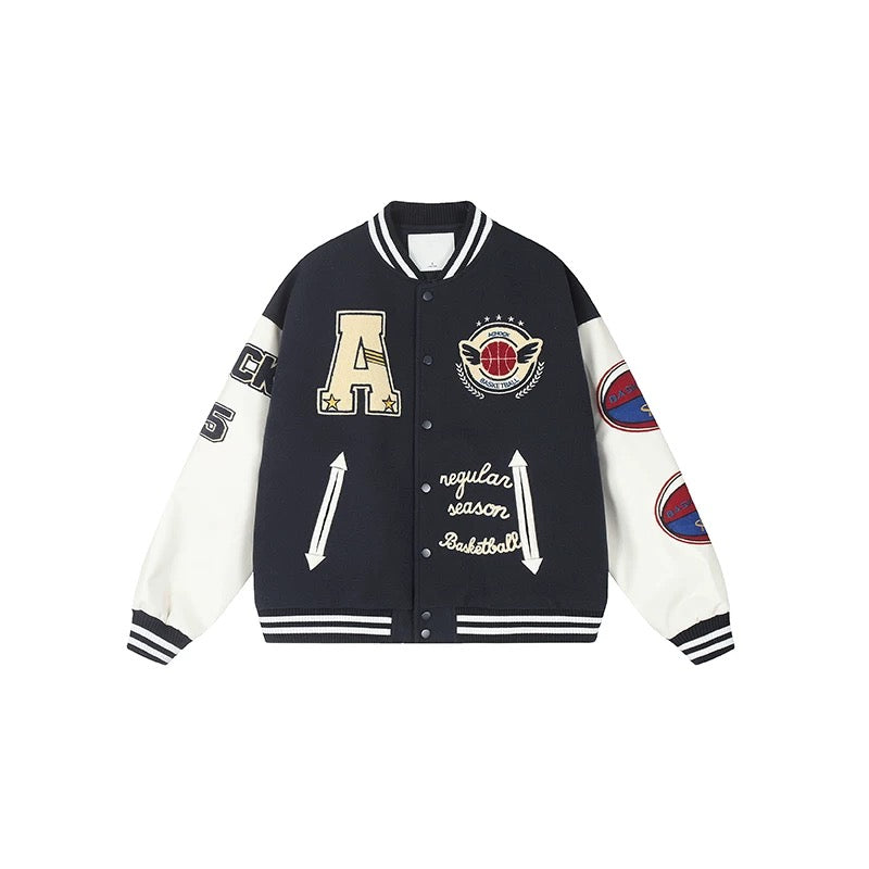 "Unisex Oversized Varsity Jacket – Loose Fit with Baseball Collar, Available in S-XL"