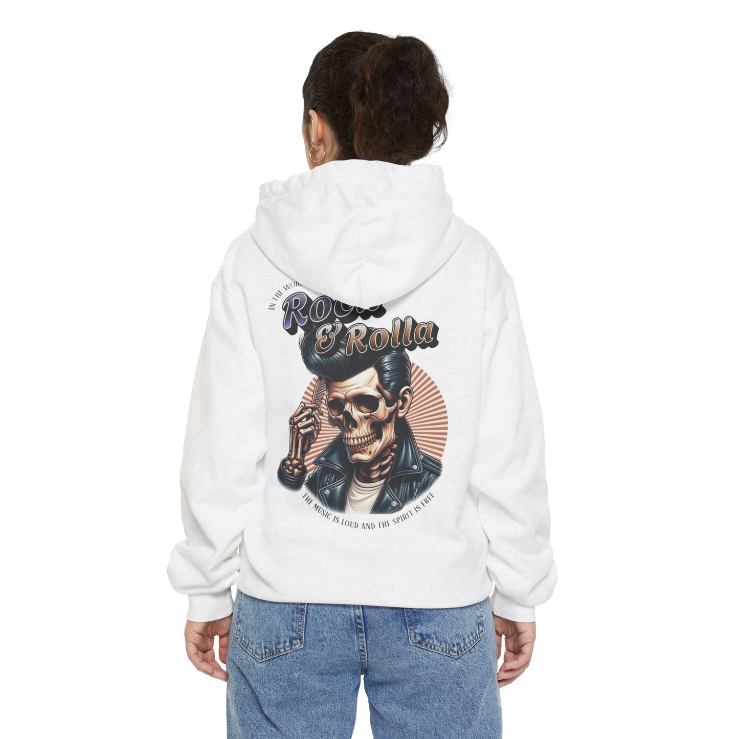 Vintage Rock & Roll Skull Hoodie – Edgy women Streetwear with Retro Skeleton Graphic