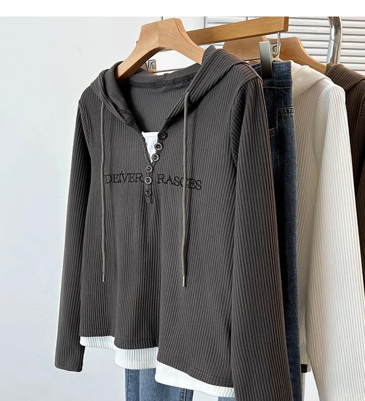 Layered Hem Graphic Text Hooded Sweater – Must-Have Streetwear