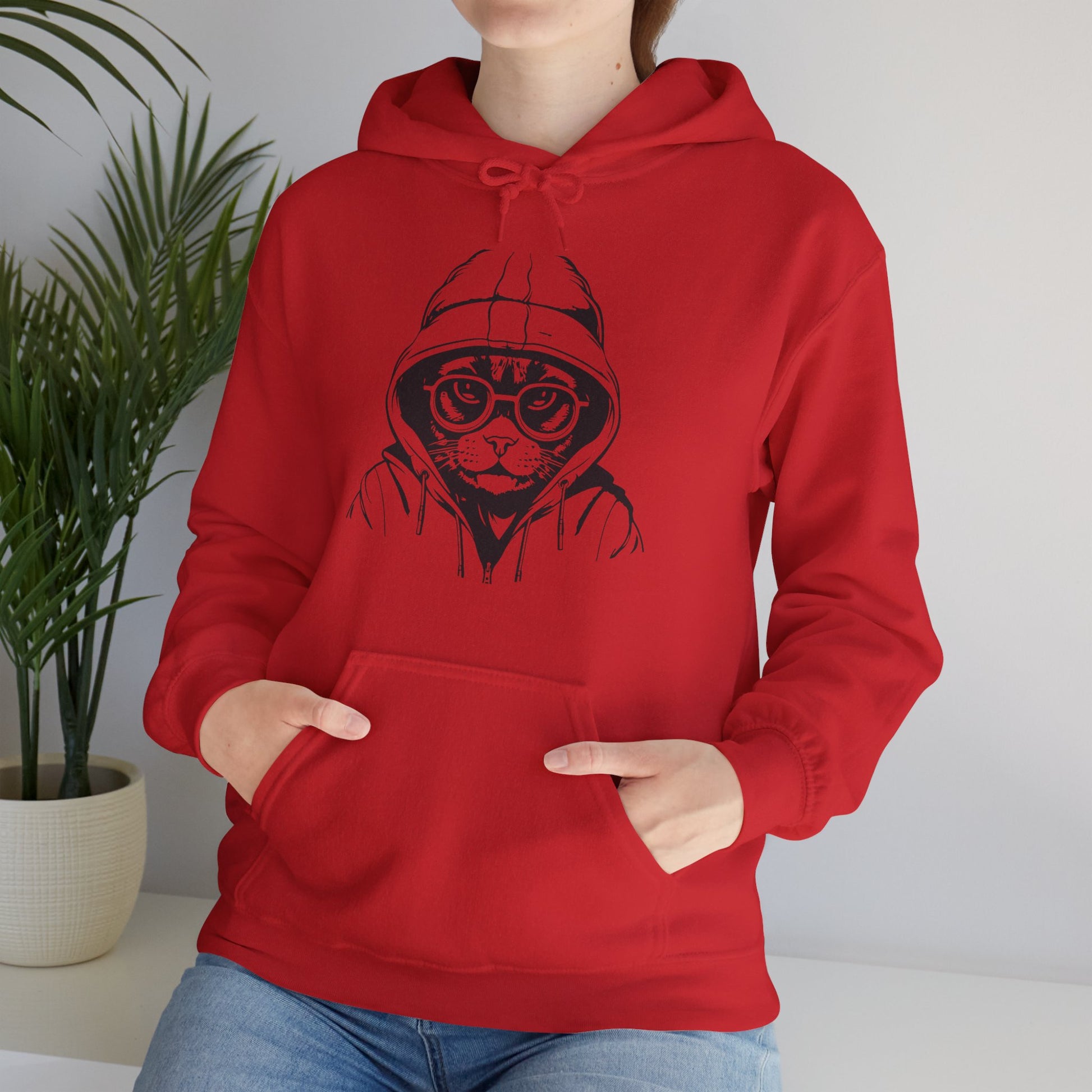 "Hooded Cat Graphic Hoodie - bllue yonders