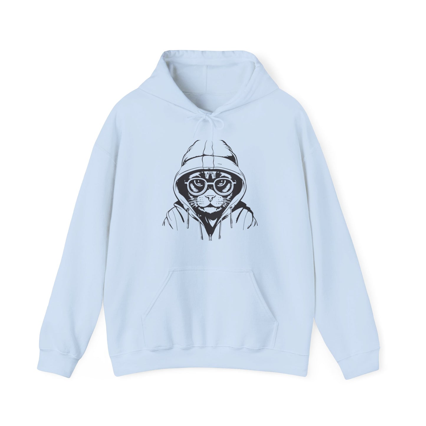 "Hooded Cat Graphic Hoodie - bllue yonders