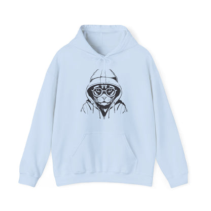 "Hooded Cat Graphic Hoodie - bllue yonders