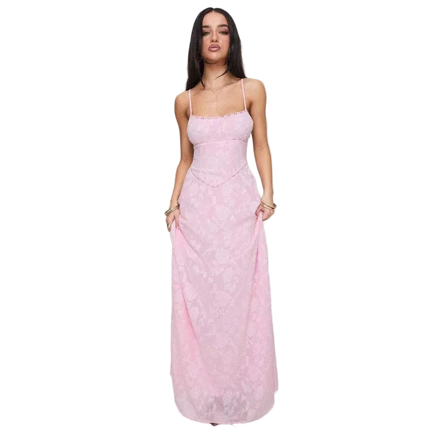 Enchanté Lace Backless Maxi Dress
