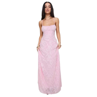 Enchanté Lace Backless Maxi Dress