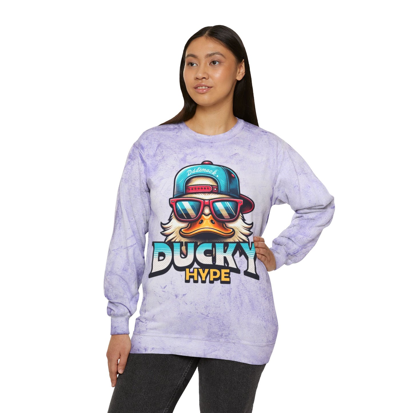 Trendy Ducky Hype Women's Tie-Dye Graphic Sweatshirt – Casual & Streetwear Fashion