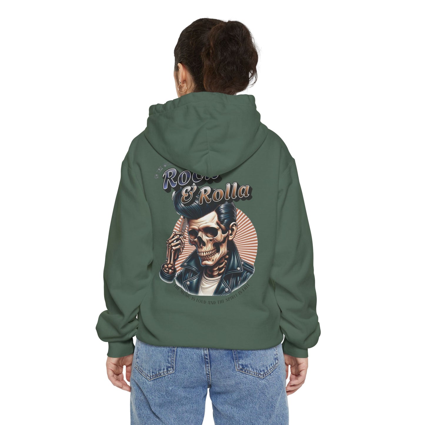 Vintage Rock & Roll Skull Hoodie – Edgy women Streetwear with Retro Skeleton Graphic