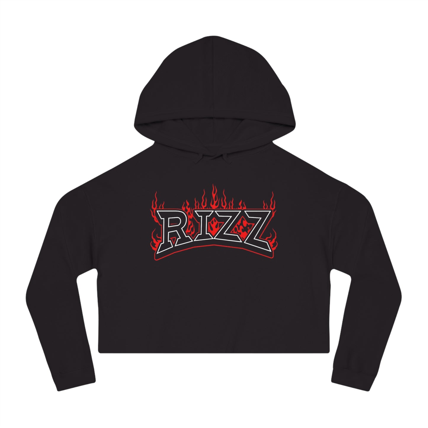 RIZZ Women's loose Cropped Hoodie – Trendy Flame Graphic Sweatshirt