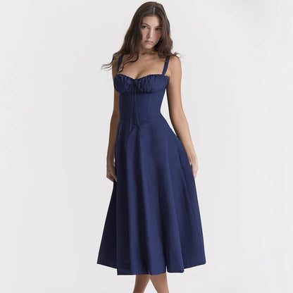 Sexy Cinched Waist Slim Slit Midi Dress