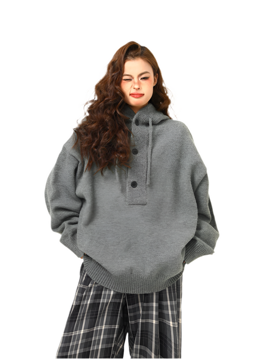 Cozy Oversized Knit Hoodie Pullover