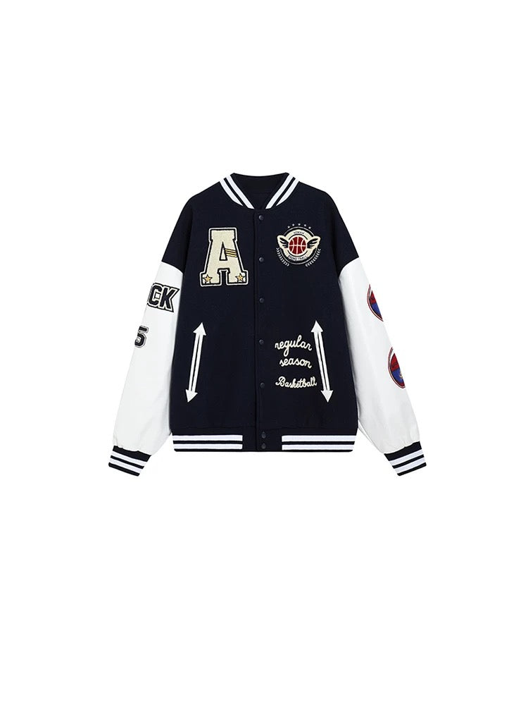 "Unisex Oversized Varsity Jacket – Loose Fit with Baseball Collar, Available in S-XL"