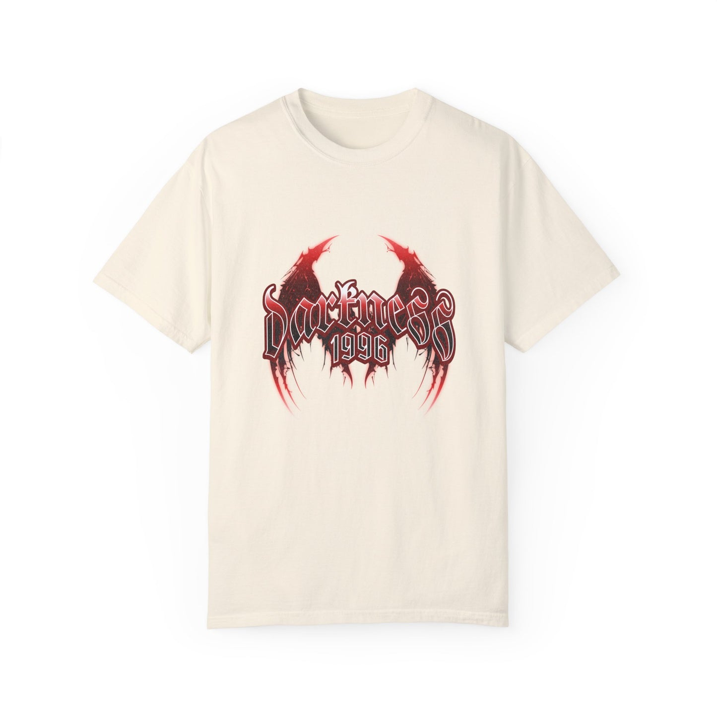 Darkness 1996 Gothic Graphic T-Shirt with Red Accents