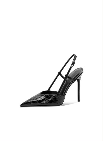Black Stone Pattern Strappy Stiletto