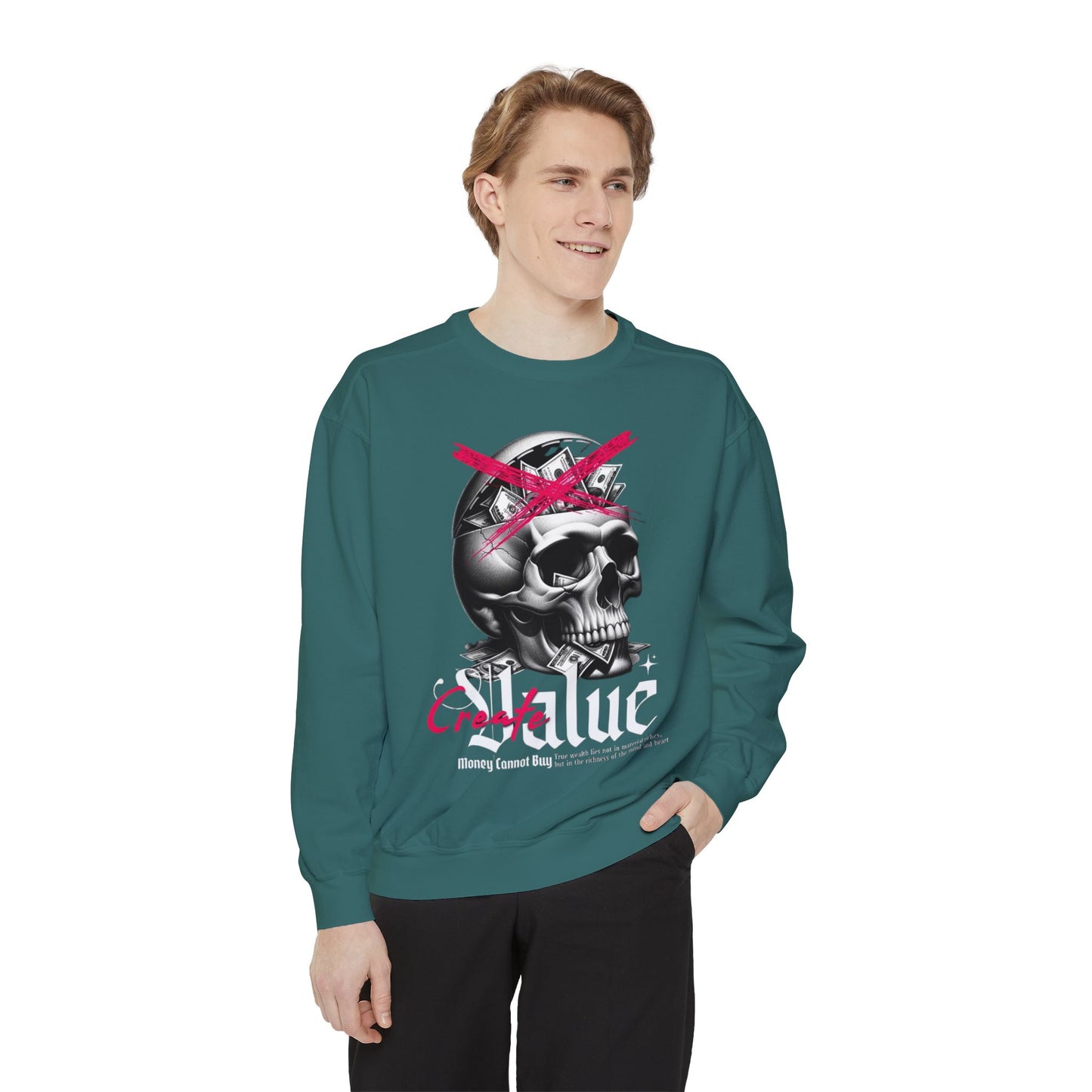 Women's Loose Fit Skull Graphic Sweatshirt – Comfortable, Casual, and Stylish Everyday Wear