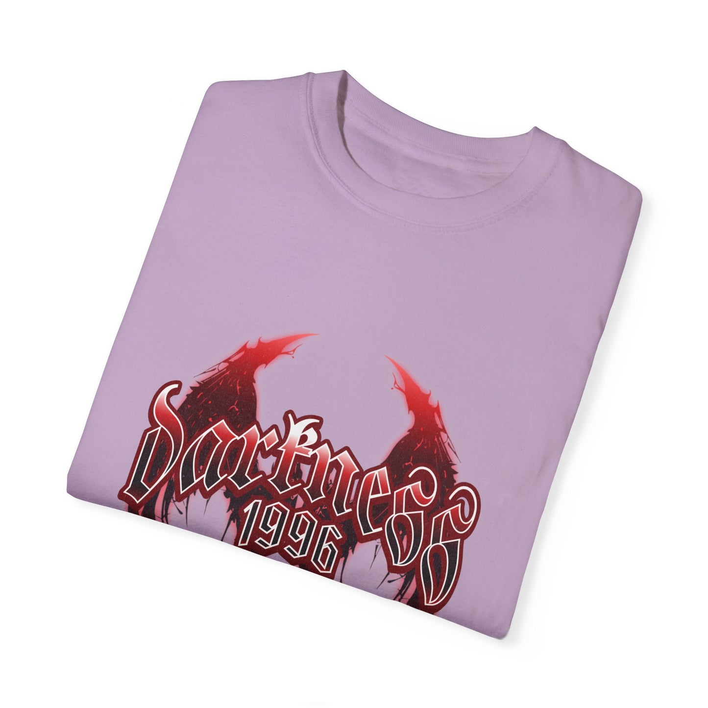 Darkness 1996 Gothic Graphic T-Shirt with Red Accents