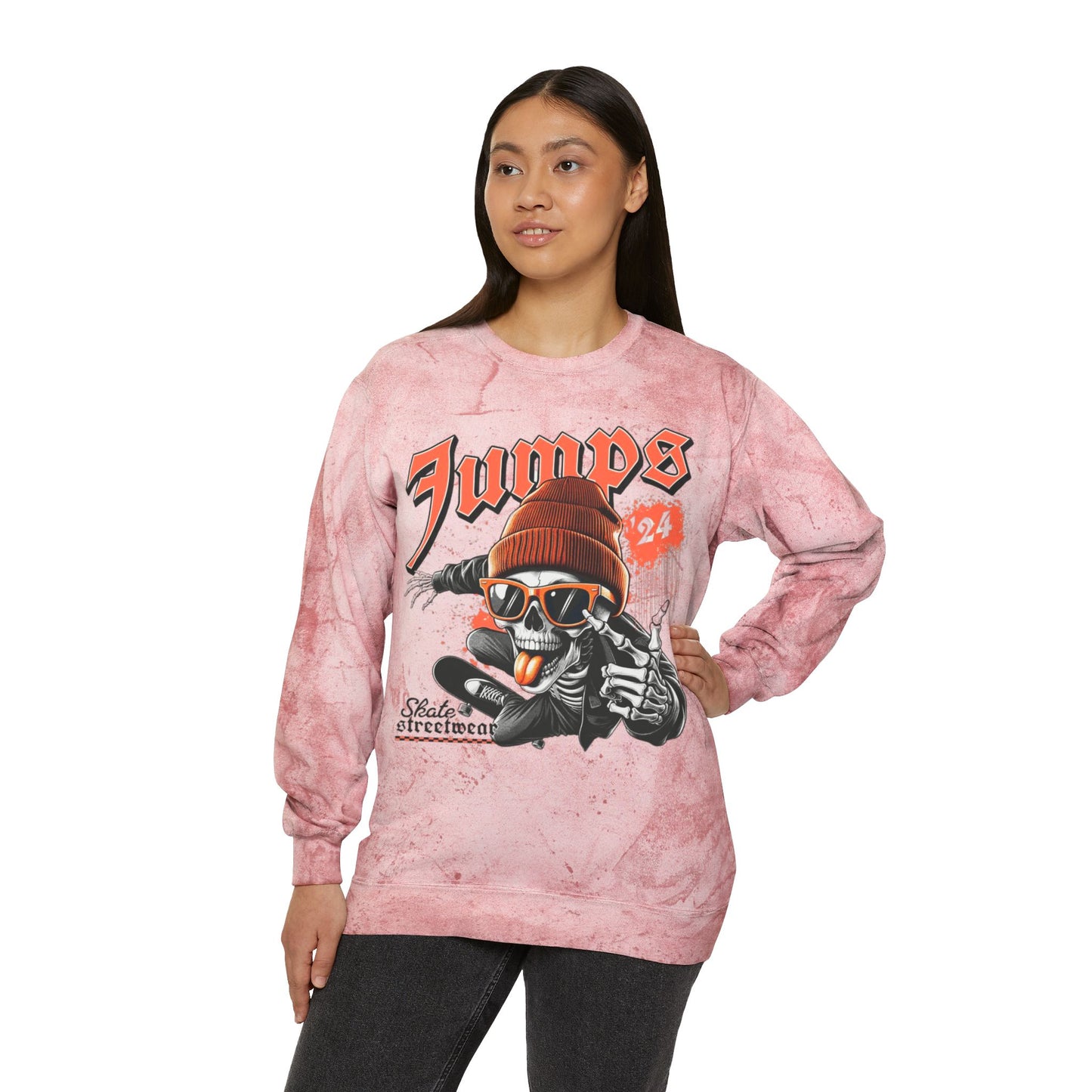 Women's Loose Fit Tie-Dye Skull Graphic Sweatshirt – Comfortable and Casual Streetwear