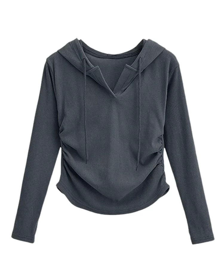 Women's Textured Hooded Pullover Top