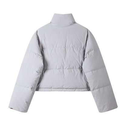 Cropped Puffer Jacket with Contrast Cuffs