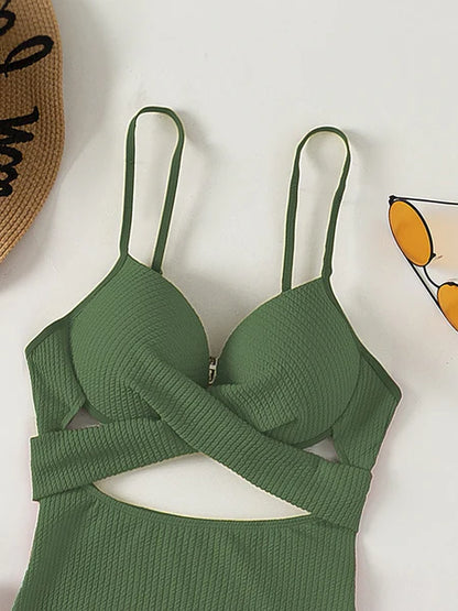 Beach Wrap Cut-Out One-Piece: Summer Elegance - blue yonderz